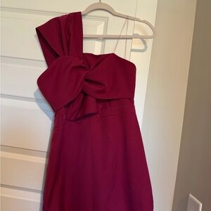 DO+BE One-Shoulder Bow-Accent Dress — Burgundy